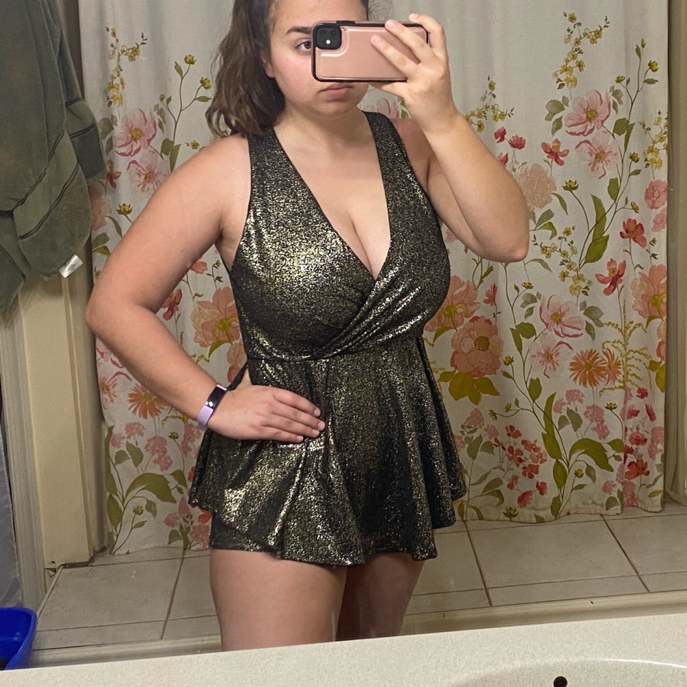 sparkly black and gold romper size large